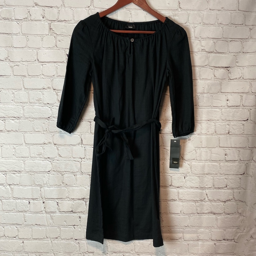NWT Mossimo Black 3/4 Sleeve Belted Dress